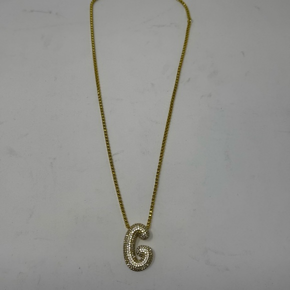 BaubleBar Jewelry - BaubleBar Bubble Gold “G” Initial Necklace with Crystal Pendant